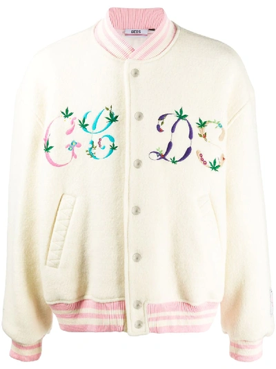 Gcds Embroidered Bomber Jacket In White