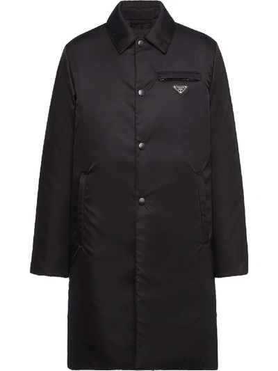 Prada Snap-button Fastening Raincoat In Black