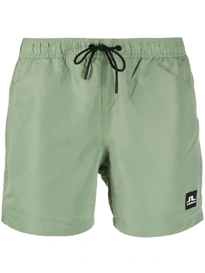 J. Lindeberg Logo Patch Swim Shorts In Green