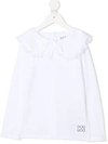 Douuod Peter-pan Collar Cotton Top In White