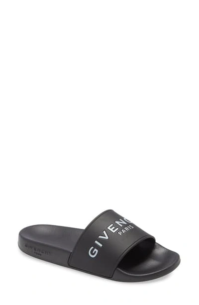 Givenchy Kids' Logo Print Sliders  In Black