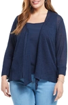 Nic + Zoe Nic+zoe '4-way' Three Quarter Sleeve Convertible Cardigan In Dark Indigo