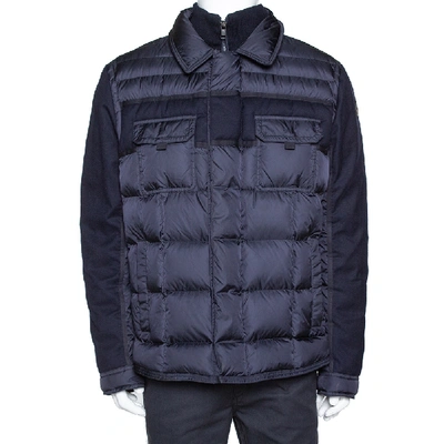 Pre-owned Moncler Navy Blue Down Quilted Wool Trim Blais Jacket 4xl