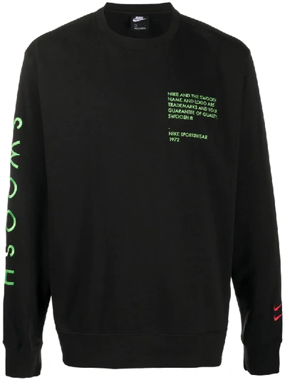 Nike Logo Slogan Sweatshirt In Black