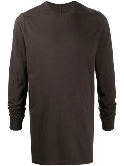 Rick Owens Plain Basic T-shirt In Brown