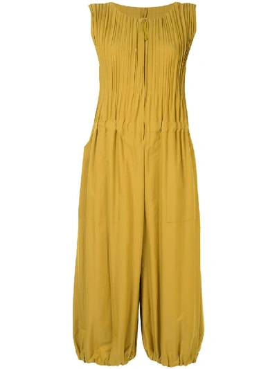 Issey Miyake Jaunty Pleated Jumpsuit In Yellow