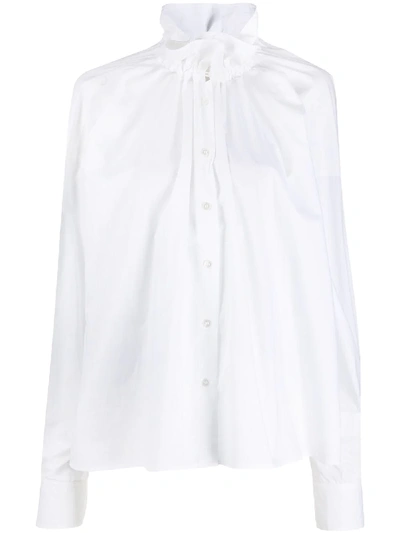 Mm6 Maison Margiela Ruched Button-up Shirt In White
