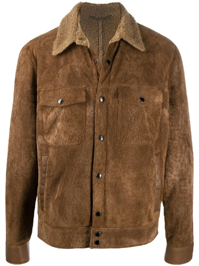 Ajmone Snap-button Jacket In Brown
