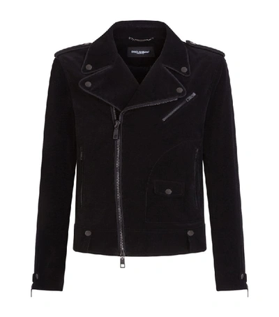 Dolce & Gabbana Corduroy Biker Jacket In Black