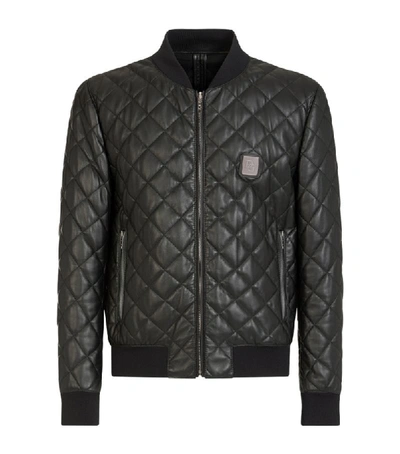 Dolce & Gabbana Quilted Leather Jacket With Branded Plate In Black