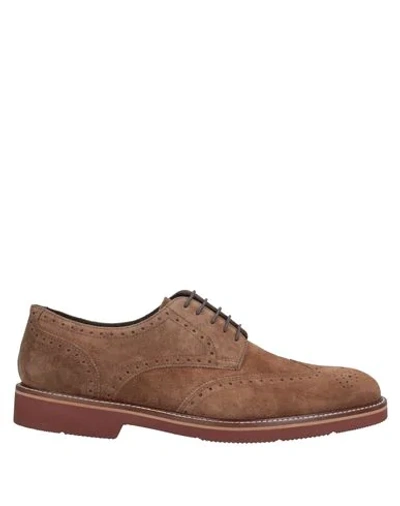 A.testoni Lace-up Shoes In Camel