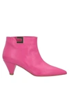 Elisabetta Franchi Woman Ankle Boots Fuchsia Size 7 Leather In Pink