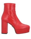 PINKO PINKO WOMAN ANKLE BOOTS RED SIZE 8 CALFSKIN,11931191RG 11