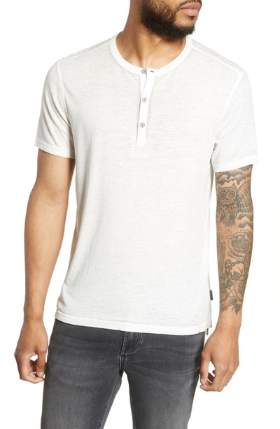 John Varvatos Henley Short Sleeve T-shirt In White