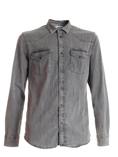 Dondup Denim Western Basic Shirt In Grey In Black