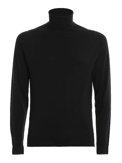 John Smedley Merino Wool Rollneck Cherwell Sweater In Black