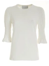 PHILOSOPHY DI LORENZO SERAFINI SMOCK STITCH ON THE SLEEVES T-SHIRT IN WHITE