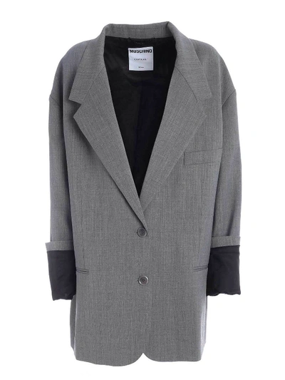 Moschino Maxi Lapels Oversize Jacket In Grey