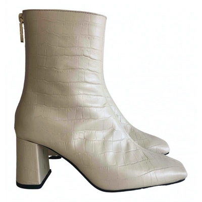 Pre-owned Dear Frances Beige Leather Ankle Boots