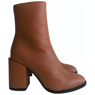 Pre-owned Dear Frances Camel Leather Ankle Boots