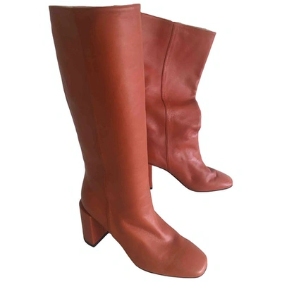 Pre-owned Dear Frances Leather Boots In Orange