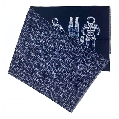 Pre-owned Chanel Navy Cashmere Scarves