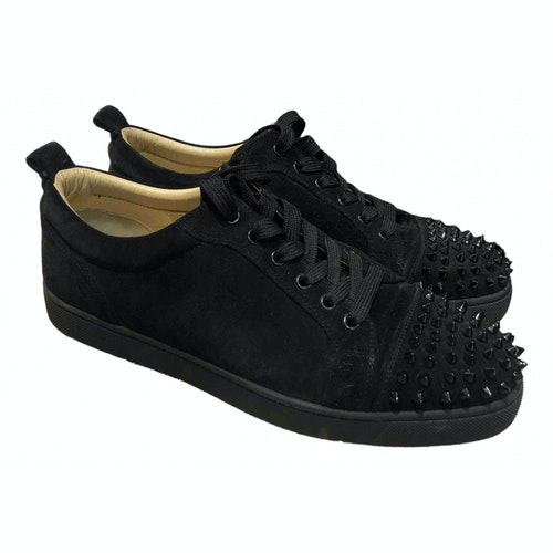 Pre-Owned Christian Louboutin Lou Spikes Black Suede Trainers | ModeSens