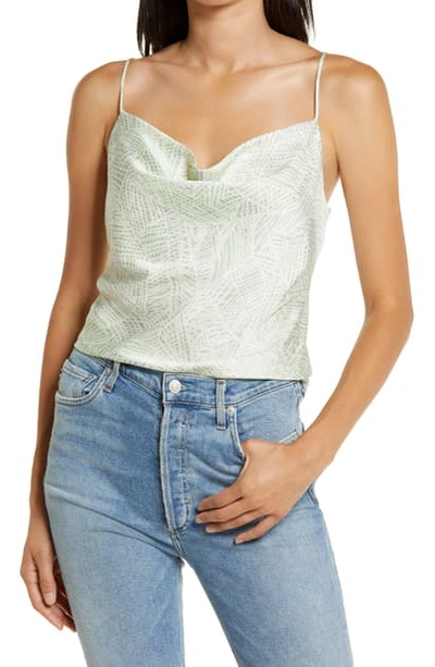 Wayf Axel Cowl Neck Camisole Top In Mint Hatching Print