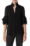 AKRIS RELAXED CUBE SLEEVE SILK GEORGETTE BLOUSE,814100034507