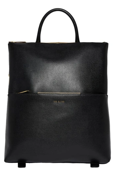 Ted Baker Womens Black Kryshia Branded Saffiano Leather Backpack 1 Size