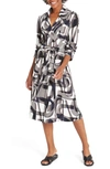 NIC + ZOE ALPHABET PRINT LONG SLEEVE TRENCH COAT DRESS,F201511