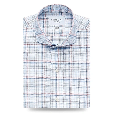 Ledbury Men's Blue Talcott Check Dress Shirt Classic Cotton