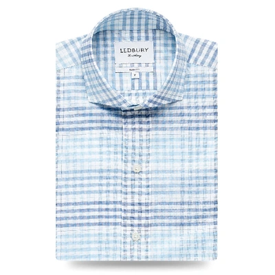 Ledbury Men's Blue Edmond Plaid Casual Shirt Classic Cotton