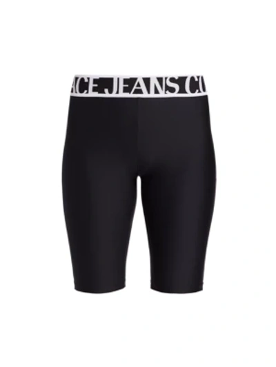 Versace Jeans Couture Logo Biker Shorts In Nero