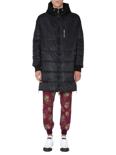 Dolce & Gabbana Nylon Down Jacket In Black