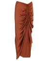 DION LEE Gathered Satin Midi Skirt,060058710108