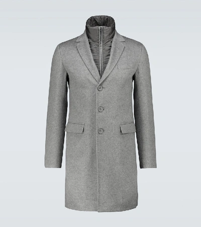 Herno Layered Cashmere Overcoat In Grey