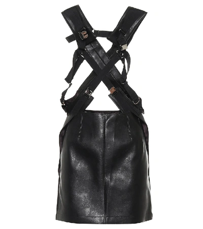 Junya Watanabe Faux Leather Pinafore Minidress In Black