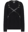 JUNYA WATANABE FAUX LEATHER-TRIMMED SWEATER,P00491988