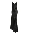 ANN DEMEULEMEESTER ASYMMETRIC SATIN SLIP DRESS,P00503149