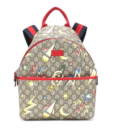 Gucci Kids' Gg Supreme Coated Canvas Backpack In Beige