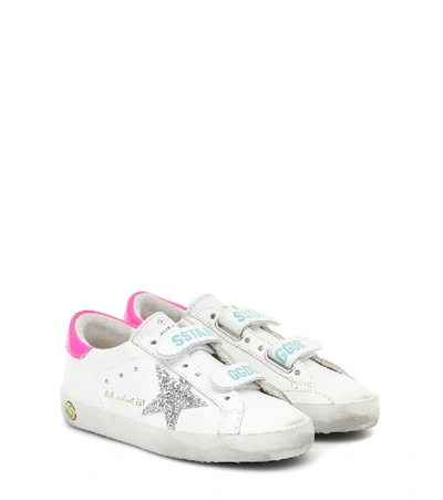 Golden Goose Teen Superstar Distressed Trainers In White