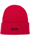 MSGM EMBROIDERED LOGO RIBBED BEANIE
