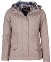 Barbour Women's Millfire Quilted Hooded Jacket In Light Trench/oatmeal Tartan