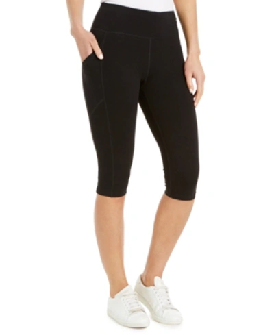 Calvin Klein Performance Outline-logo High-waist Capri Leggings In Black Combo