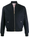 Thom Browne Tonal 4-bar Flannel Blouson Jacket In Blue