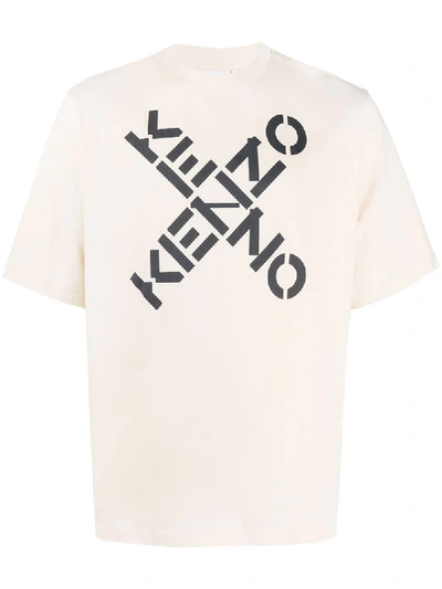 Kenzo Logo-print Short-sleeve T-shirt In Neutrals