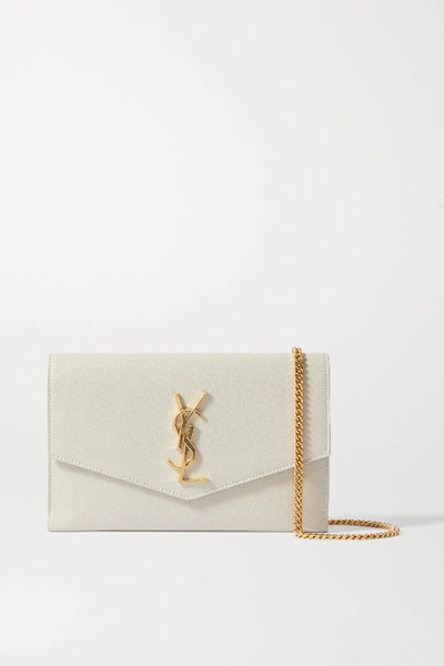 Saint Laurent Uptown Textured-leather Shoulder Bag In White