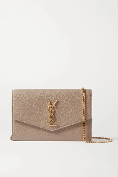 Saint Laurent Uptown Textured-leather Shoulder Bag In Beige