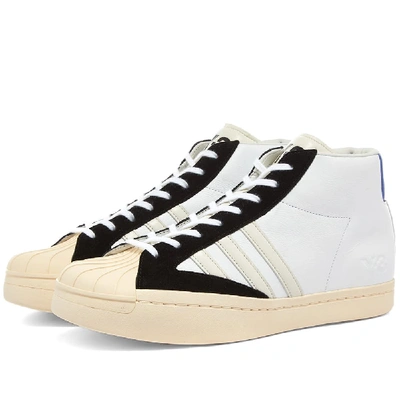 Y-3 High Top Contrast Trim Sneakers In White